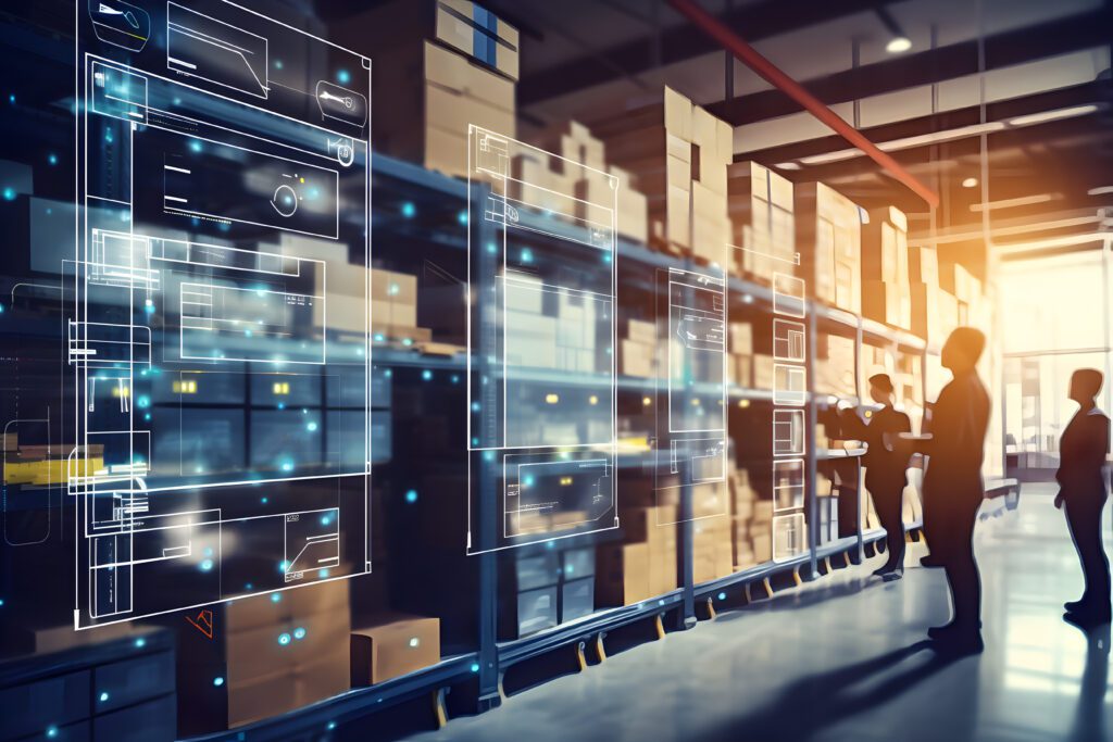 Person using artificial intelligence in a warehouse