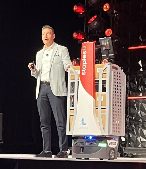 Paul Giamberardino with Staples Canada Locus Robot