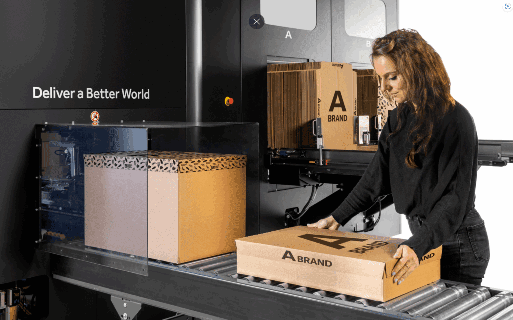 Woman putting a box on a person